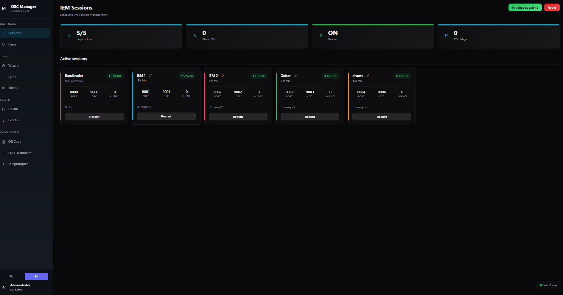 Admin panel