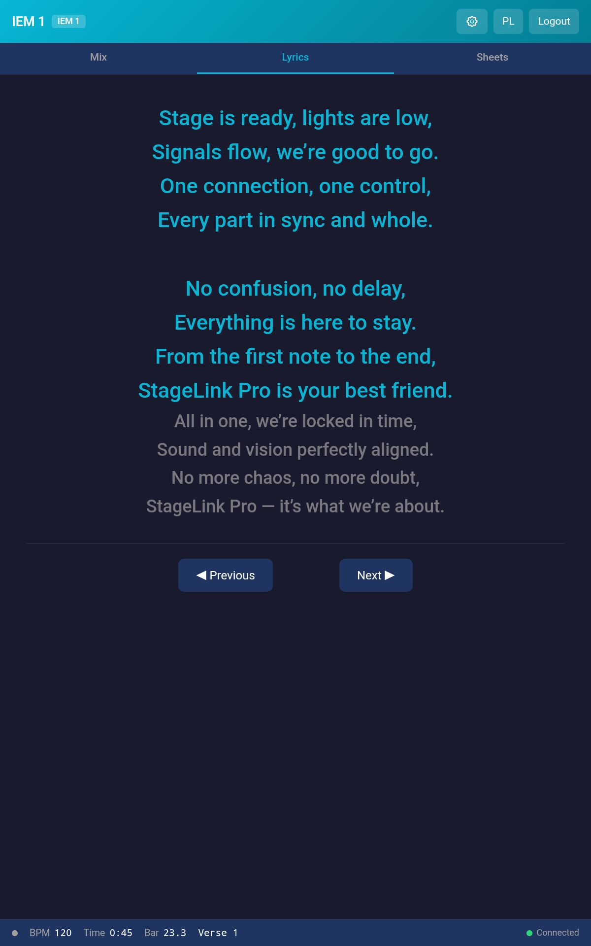 Lyrics view